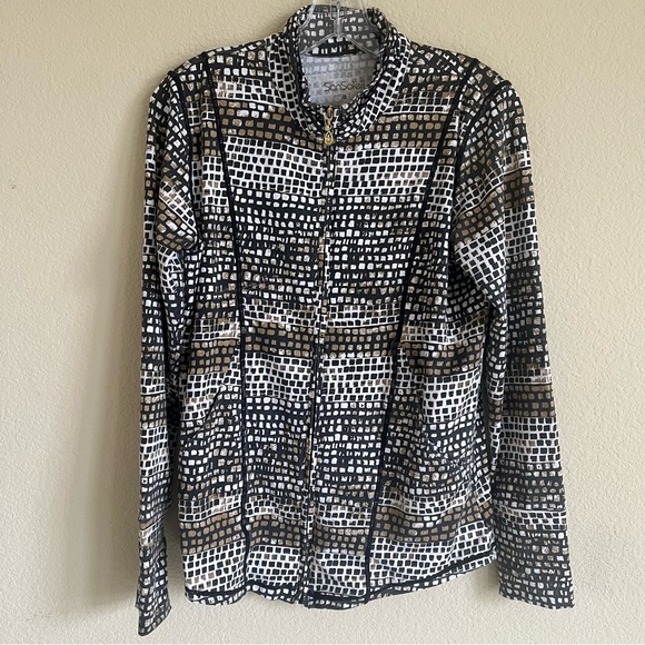 Sansoleil zip front turtleneck long sleeve jacket UV Ray blocker mockneck S - Picture 3 of 4